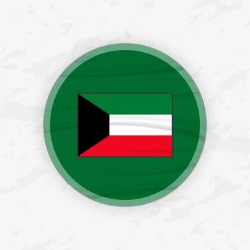 Kuwaiti Flag in a Circular Emblem Design, Abstract Round Sticker Illustration Stock Illustration