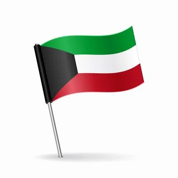 Kuwaiti flag map pointer layout. Vector illustration. 스톡 일러스트