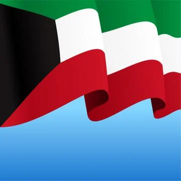 Kuwaiti flag wavy abstract background. Vector illustration. Stock Illustration