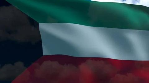 Kuwait's flag waving Vídeo Stock 72459978