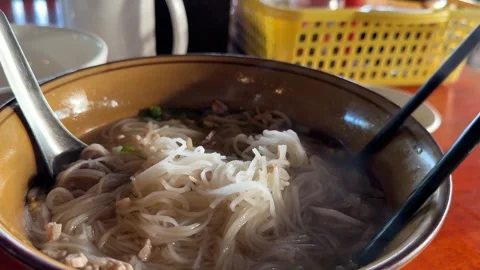 Kuy Teave Phnom Penh Noodle Soup Cambodian Street Food Stock Footage 336781368