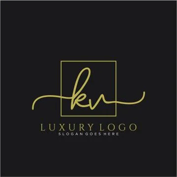 KV Initial handwriting logo design Stock Illustration