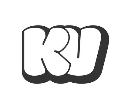 KV logo, bubble comic lettering, rounded in graffiti style black and white .. Stockillustratie