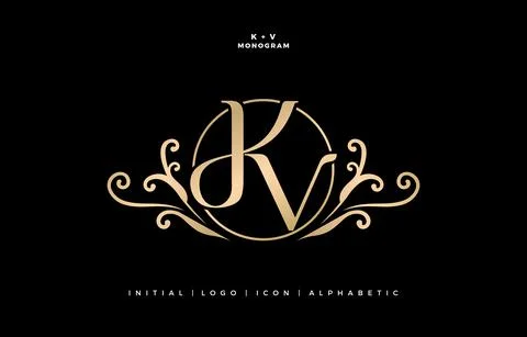 KV or DKV initial letter and graphic name, KV Monogram, for Wedding couple logo Stock Illustration