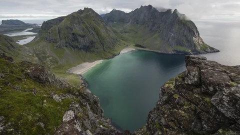 Kvalvika Beach, Lofoten Stock Footage 86534571
