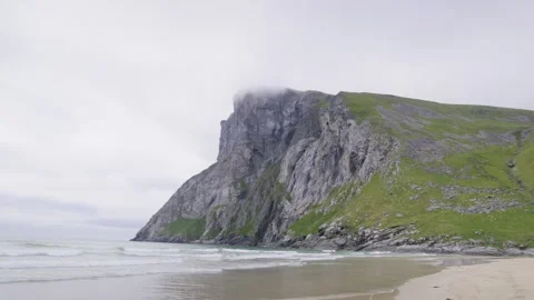 Kvalvika beach with smog Stock Footage 283559741