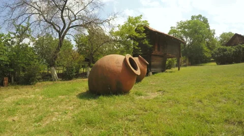Kvevri clay to grass Stock Footage 62449811