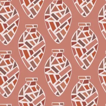 Kvevri seamless vector pattern. Traditional Georgian big clay vessel Qvevri. Stock Illustration