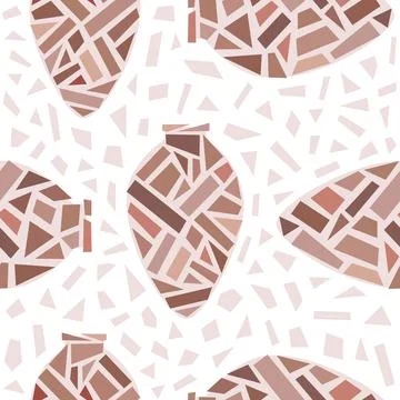 Kvevri vector seamless pattern with tiles. Traditional Georgian clay wine making Stock Illustration