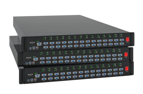 KVM switch blades, 3D rendering Stock Illustration