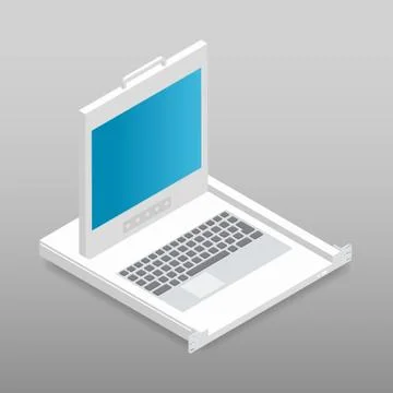 Kvm switch rackmount isometric detailed icon Stock Illustration
