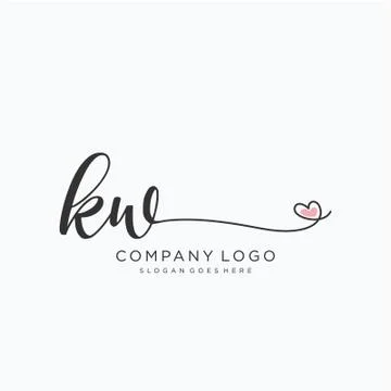 KW Initial handwriting logo design Stock Illustration