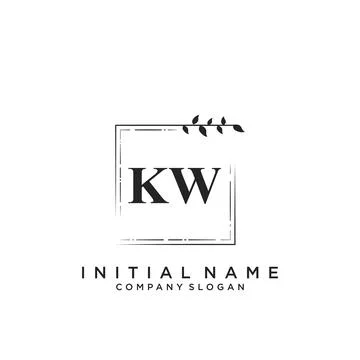 KW Initial handwriting logo design Stock Illustration