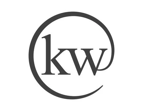 KW logo from two letter with circle shape email sign style. K and W round l.. Illustrazione stock