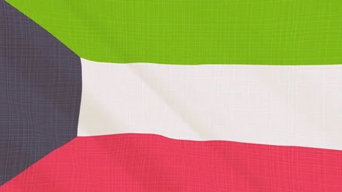 Kwait flag waving in the wind. Background with rough textile texture. Animation Stock Footage 83837307