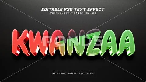 Kwanzaa 3d text effect editable PSD Template