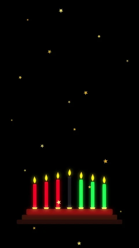 Kwanzaa candles animation loop glowing red green black festive celebration Stock Footage 346543478