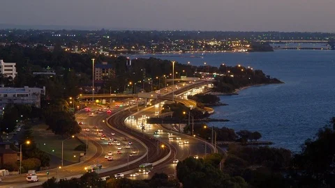 Kwinana Freeway in Perth Stock Footage 88981748