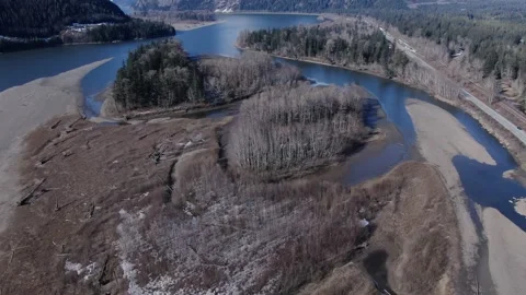 Kwinitsa River islands Stock Footage 149142079