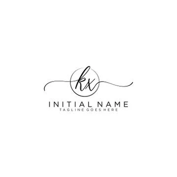 KX Initial handwriting logo with circle template vector Stock Illustration
