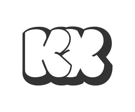 KX logo, bubble comic lettering, rounded in graffiti style black and white .. Stock Illustration
