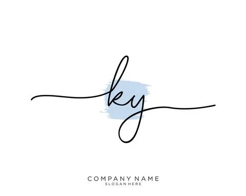 KY Initial handwriting logo design Stock Illustration