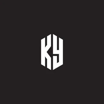 KY Logo monogram with hexagon shape style design template Illustrazione stock