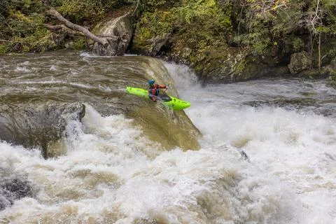 Kyaking down the Cheoah River in the Great Smoky Mountains in North Carolina Stock Photos