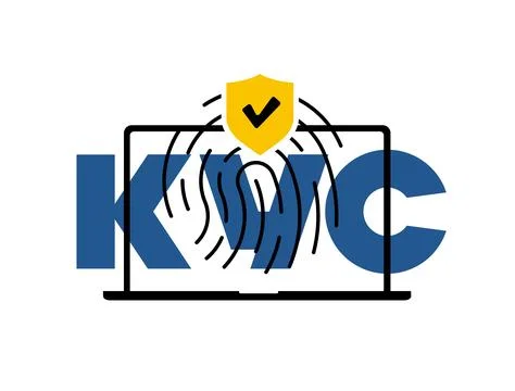 KYC compliance with secure identity verification, customer onboarding. KYC Illustrazione stock