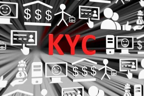 KYC concept blurred background 3d render illustration Stock Illustration