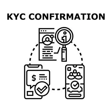Kyc confirmation process verifying customer identity and financial transactio Illustrazione stock