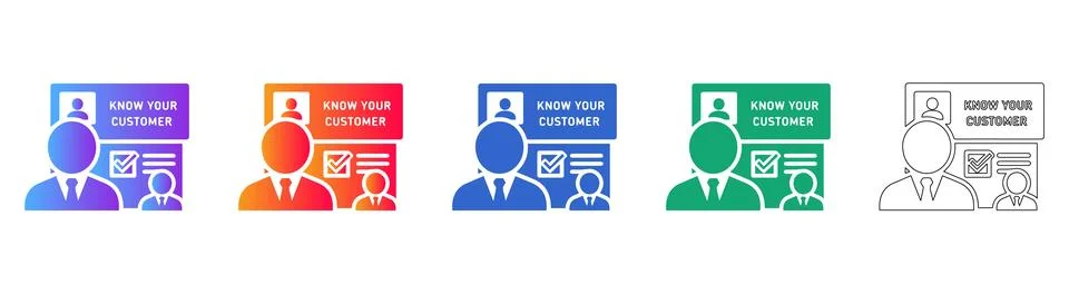 KYC Identity Verification Process Icons Stockillustratie