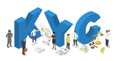 KYC, know your client 3d vector poster Stock Illustration