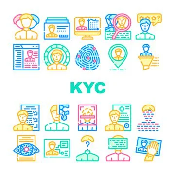 Kyc Know Your Customer Collection Icons Set Vector 스톡 일러스트