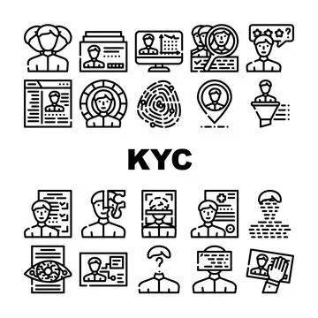 Kyc Know Your Customer Collection Icons Set Vector 스톡 일러스트