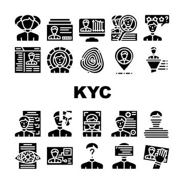 Kyc Know Your Customer Collection Icons Set Vector Illustrazione stock
