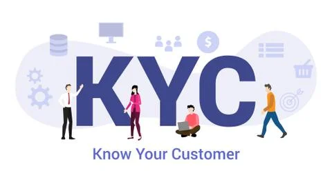 Kyc know your customer concept with big word or text and team people with mod Stock Illustration