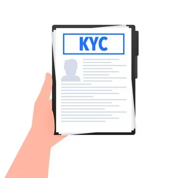 KYC - know your customer Document, verifying the identity in the hand Stockillustratie