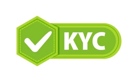 KYC or know your customer Badge with a check mark. Label or sticker Ilustración de archivo