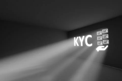 KYC rays volume light concept 3d illustration Stock Illustration