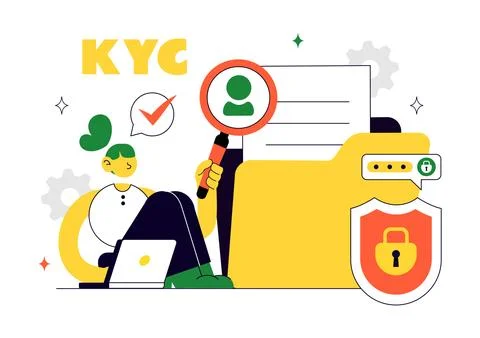 KYC Vector Illustration Featuring Know Your Customer Identity Verification,.. Stock Illustration