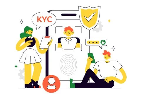 KYC Vector Illustration Featuring Know Your Customer Identity Verification,.. Stock Illustration