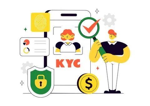 KYC Vector Illustration Featuring Know Your Customer Identity Verification,.. Stock Illustration