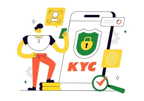 KYC Vector Illustration Featuring Know Your Customer Identity Verification,.. Stock Illustration