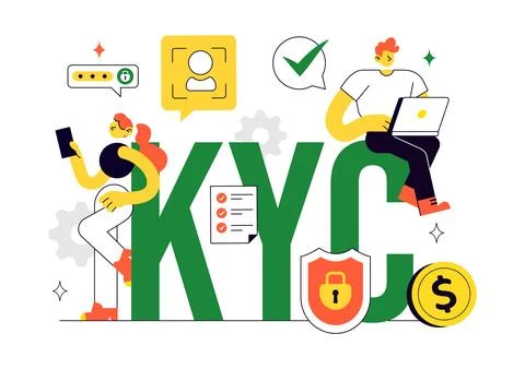 KYC Vector Illustration Featuring Know Your Customer Identity Verification,.. Stock Illustration