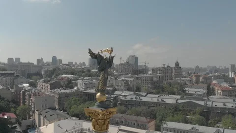 Kyiv Aerial Independence Monument Stock Footage