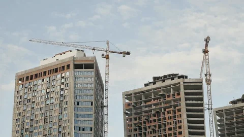 Kyiv Building Skyscraper With Crane Stock Footage 112973564
