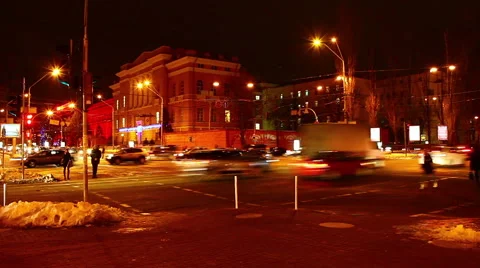 Kyiv  crossroad timelapse night Video stock 59140492