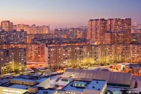Kyiv district at the evening Stock Photos