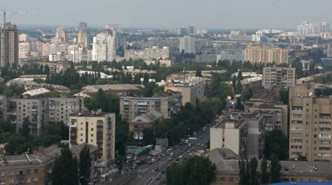 Kyiv - high angle view at city Stock Footage 34949777
